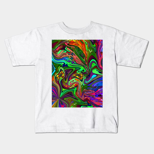 Converging Colorful Swirls Psychedelic Pattern Kids T-Shirt by Art by Deborah Camp